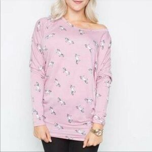 Amelia James Unicorn Pink Sweatshirt top Large pink white size large dohlman